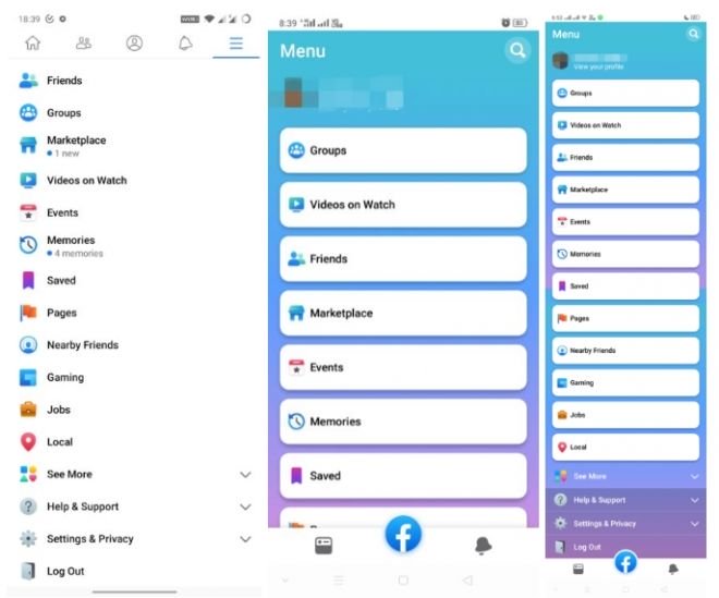 Facebook testa nova interface para o menu da versão mobile - 3