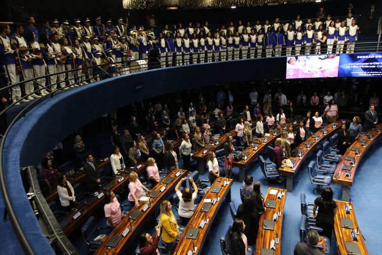 O Senado realiza sessão especial para comemorar o Dia Internacional da Não-Violência contra a Mulher