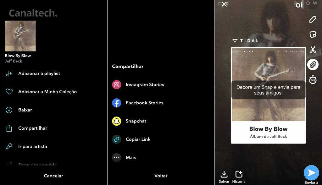 Snapchat agora permite o compartilhamento de músicas e vídeos do TIDAL - 2