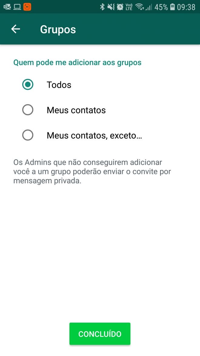 WhatsApp | Veja como escolher quem quem pode te adicionar em grupos - 2