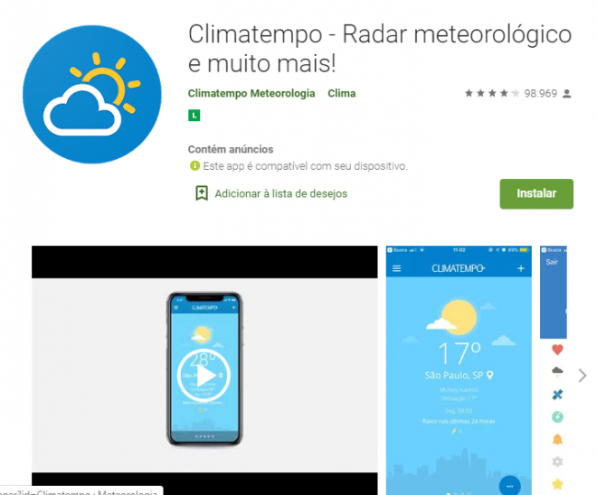 Clima & Radar - Previsão do tempo para iOS e Android