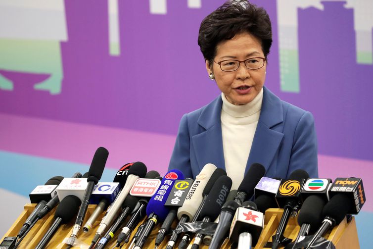 Hong Kong Chief Executive Carrie Lam attends a news conference at the Hong Kong Special Administrative Region (HKSAR) Government office in Beijing, China December 16, 2019. REUTERS/Jason Lee