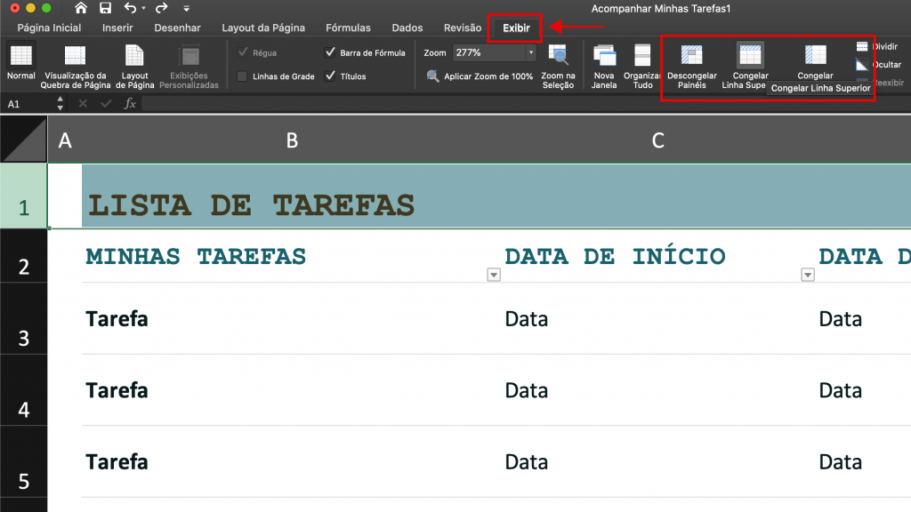 Como congelar colunas e linhas em planilhas do Excel - 2