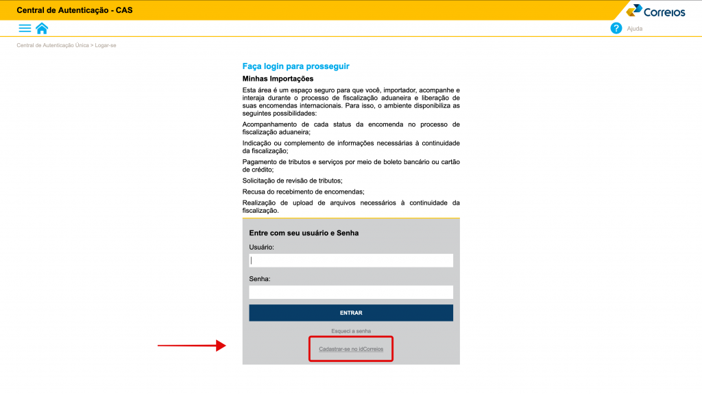 Como preencher o formulário de compras internacionais dos Correios com CPF - 2