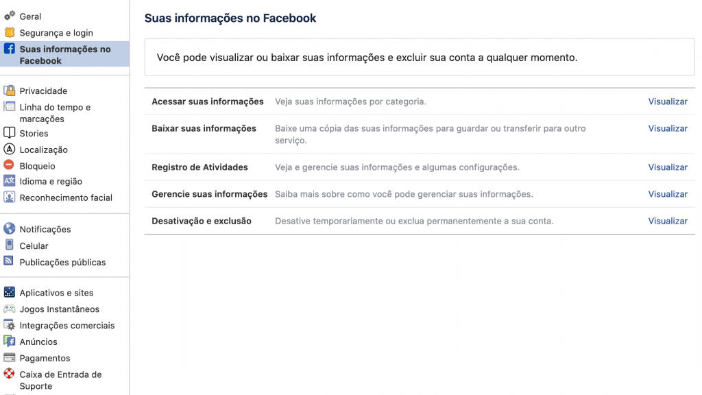 Facebook: como baixar seu histórico de usuário completo - 3