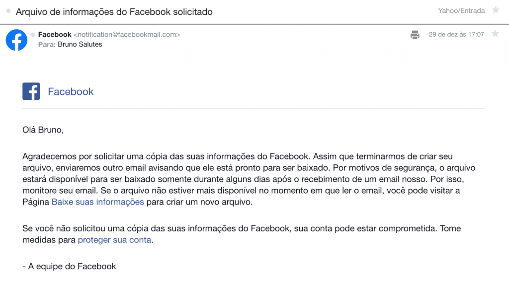 Facebook: como baixar seu histórico de usuário completo - 6