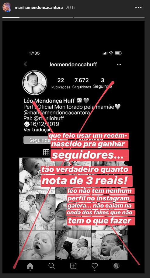 Marília Mendonça critica internauta que criou perfil falso de seu filho Leo: “Que feio” - 1