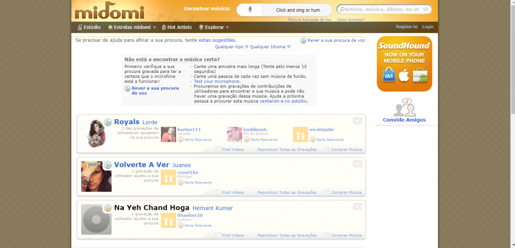 Midomi: saiba como usar o site para lembrar nomes de músicas - 4