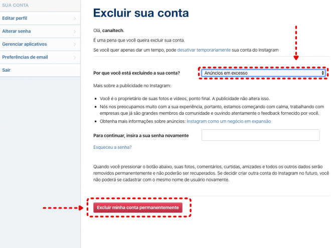 Como excluir conta no Instagram - 4