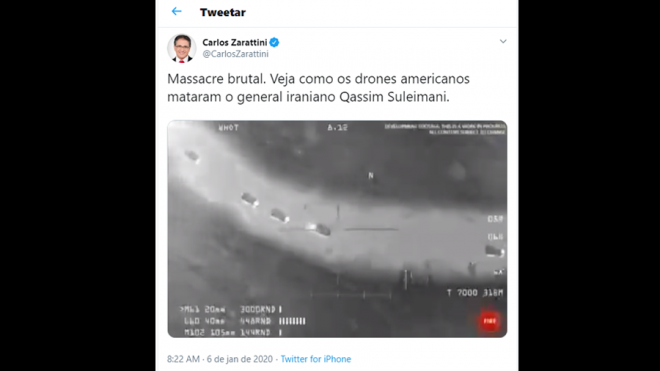 Deputado de SP publica imagem de game e diz ser ataque de drone americano no Irã - 2