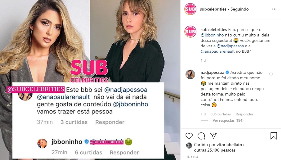 Nadja Pessoa comenta reação de Boninho sobre participação no BBB20 - 1