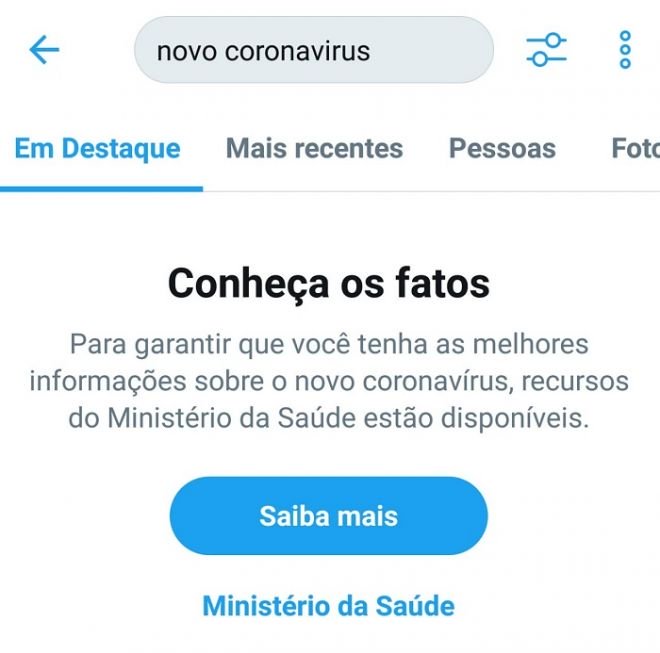 Twitter passa a notificar informações sobre coronavirus - 2