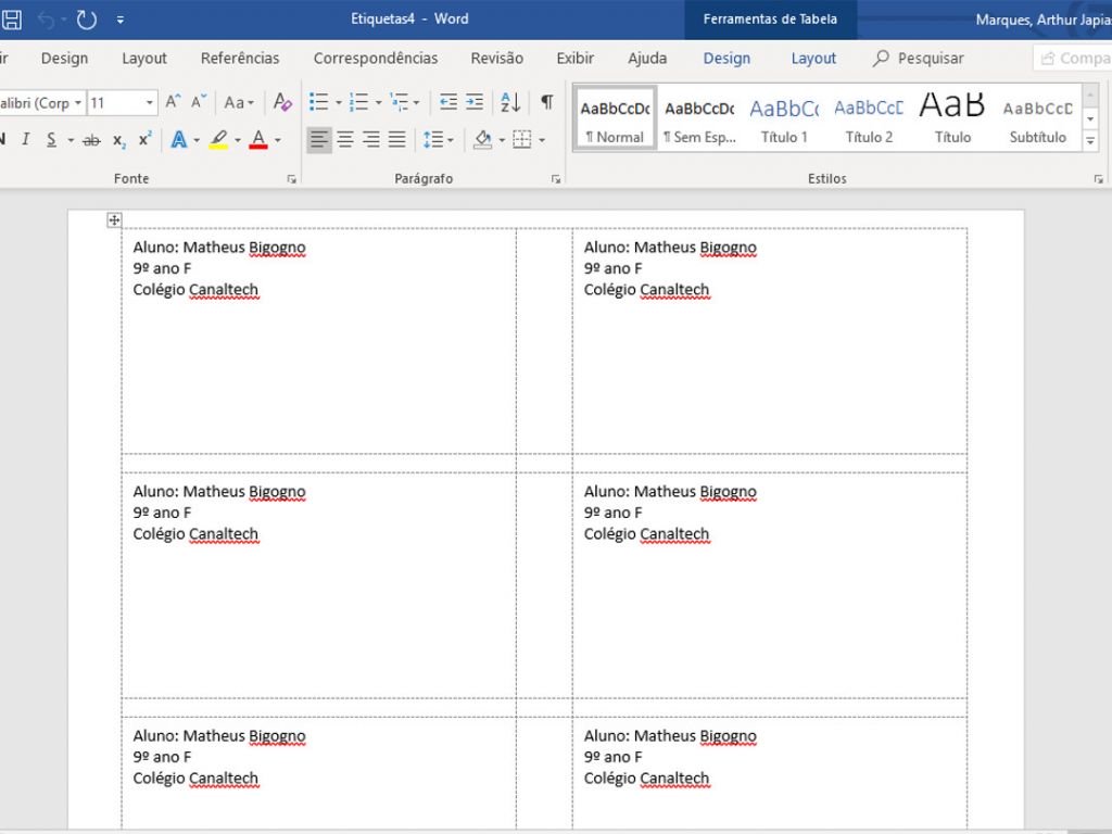 Como fazer etiqueta adesiva escolar no Word - 7