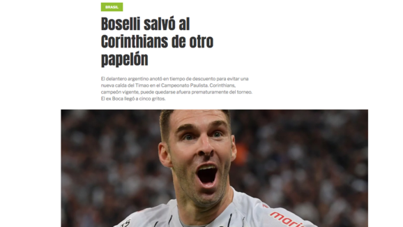 Mal na fita: jornal argentino 'detona' Corinthians ao exaltar Mauro Boselli - 3