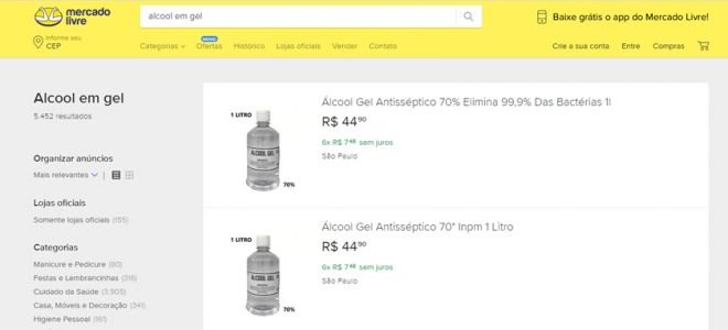 Mercado Livre tenta coibir alta de preços em itens como álcool em gel e máscaras - 3