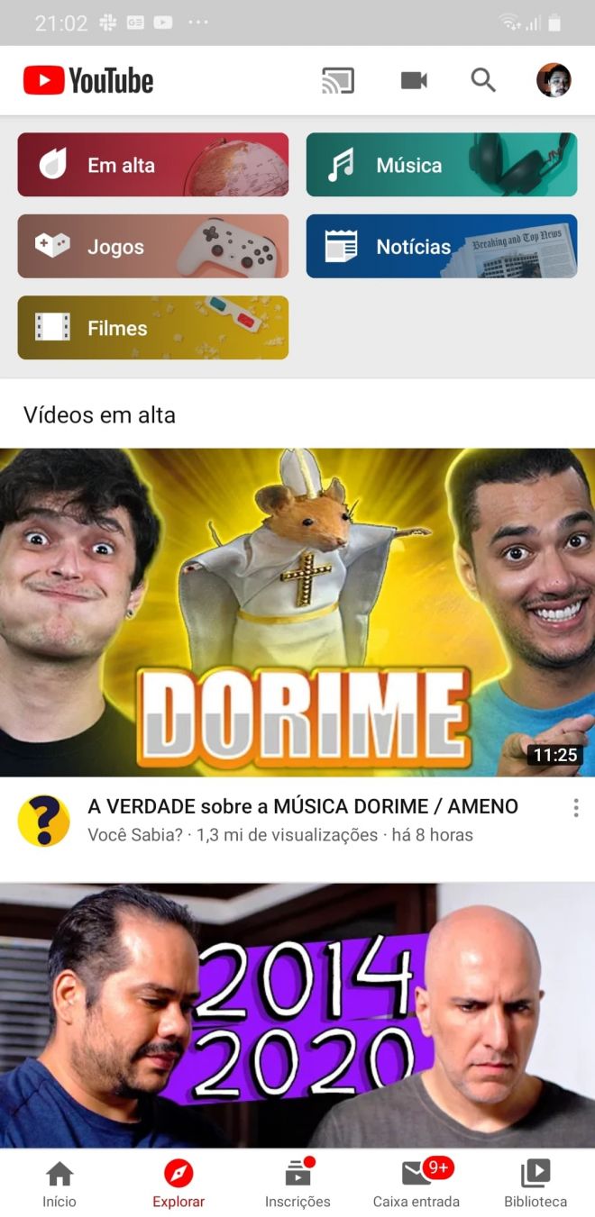 YouTube muda guia de descobertas e mostra abas com tópicos no aplicativo - 2