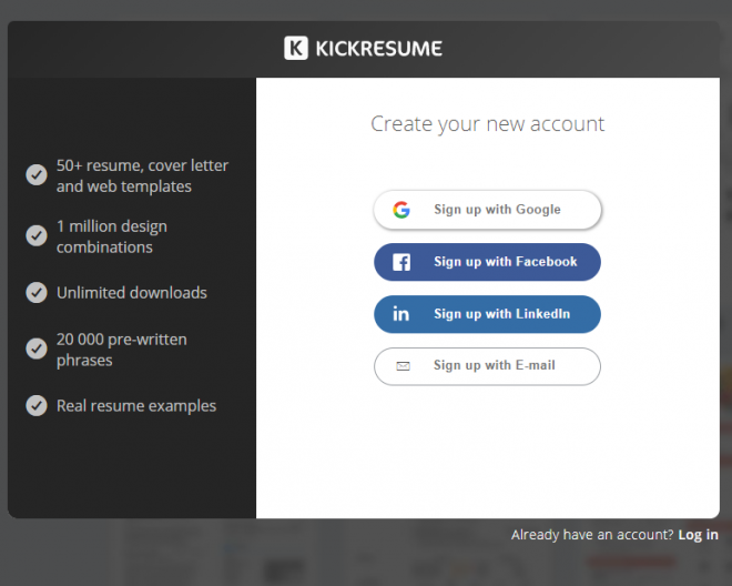 Como criar um currículo online e gratuito usando a plataforma Kickresume - 3