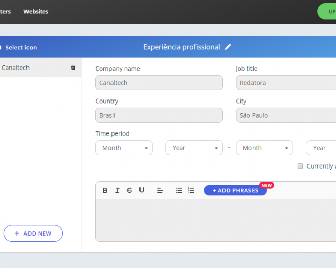 Como criar um currículo online e gratuito usando a plataforma Kickresume - 8