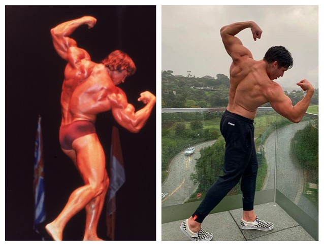 Filho recria pose icônica de Arnold Schwarzenegger e surpreende fãs - 1