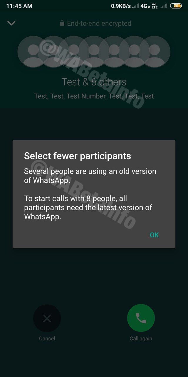 WhatsApp começa a testar videochamadas com até 8 participantes ao mesmo tempo - 2