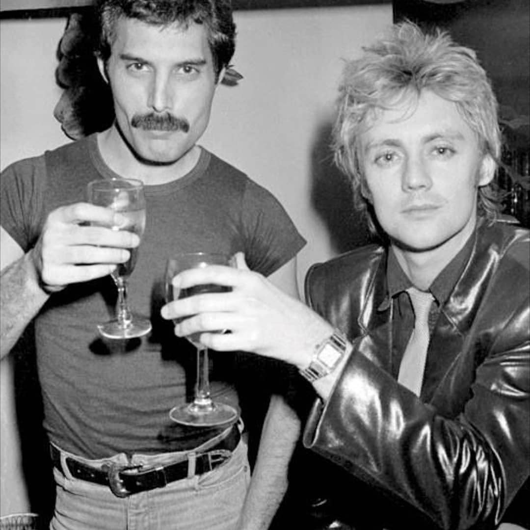 Freddie Mercury and Roger Taylor at New Year