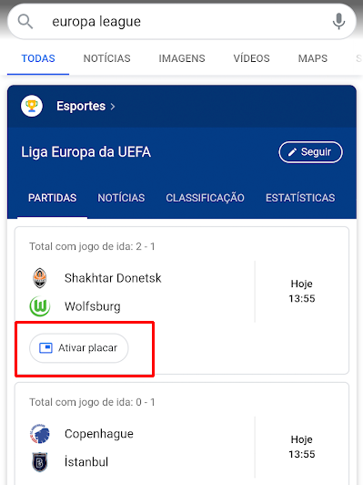 Como acompanhar os jogos de futebol pelo Google em tempo real - 2