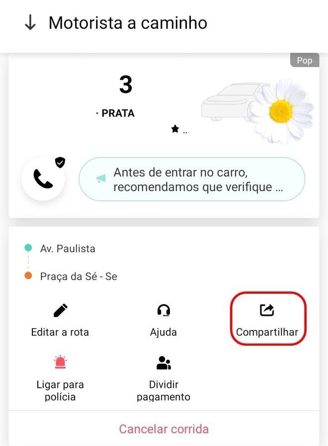 Como compartilhar corridas no app 99 - 7