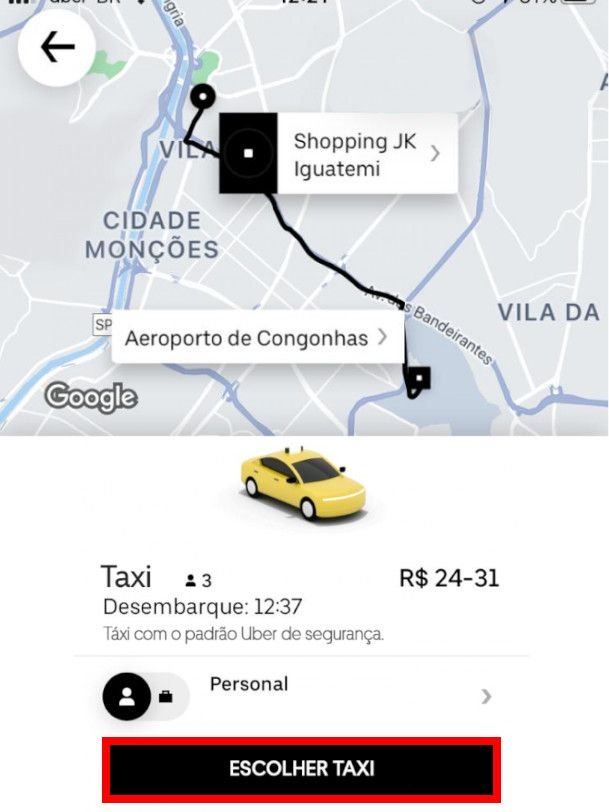Como pedir táxi no aplicativo da Uber - 2