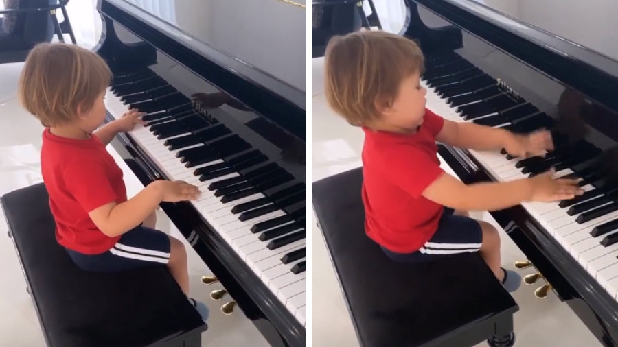 Filho de Gusttavo Lima e Andressa Suita surge tocando piano do pai; veja - 1