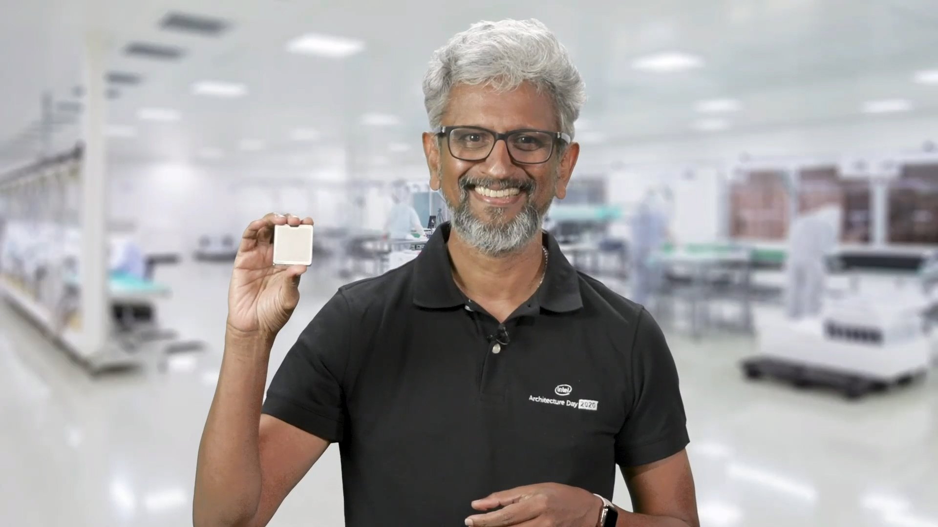 Arquiteto-chefe da Intel, Raja Koduri apresenta chip Xe-HP singe-tiled: componente também terá versão dual-tiled e quad-tiled para servidores de altíssima performance