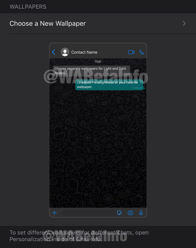 WhatsApp testa papéis de parede múltiplos para diferentes telas de conversa - 2