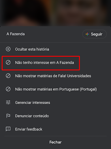 Como bloquear posts com menção à Fazenda - 16