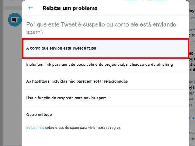 Como denunciar spam e fake news no Twitter - 10