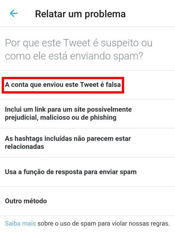 Como denunciar spam e fake news no Twitter - 5