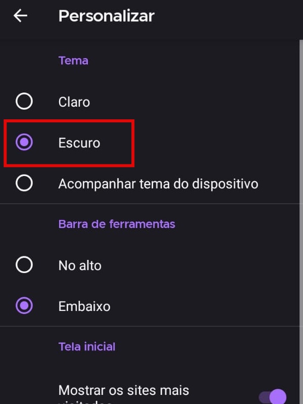 Como ativar o modo escuro no Firefox no PC e celular - 4