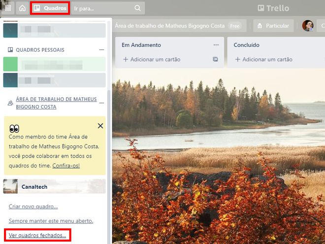 Trello: como desarquivar cartões, listas e quadros - 8