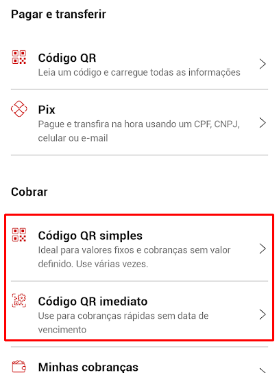 Como criar um QR Code para receber pagamentos via Pix no Santander - 3