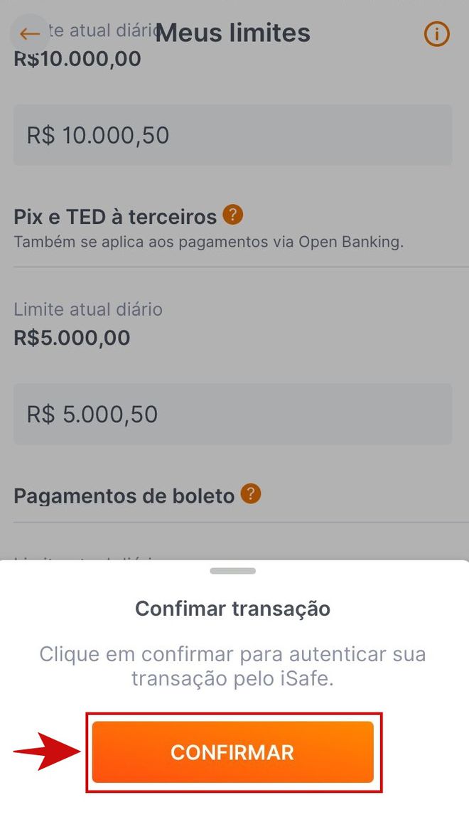 Como ajustar o limite de transferência PIX do Banco Inter - 8