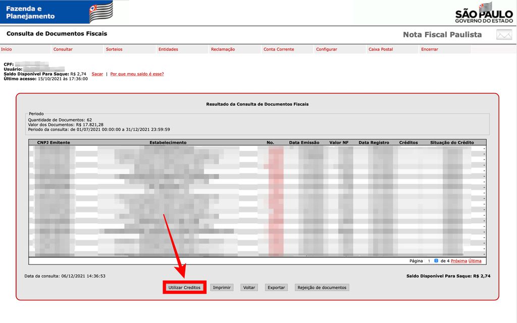Como resgatar os créditos da Nota Fiscal Paulista - 3