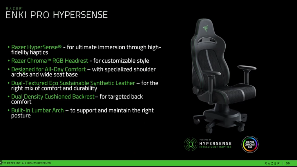 Razer lança cadeira Enki Pro HyperSense que vibra para maior imersão - 2