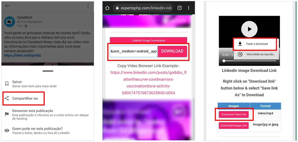 Como baixar vídeo do Linkedin - 2
