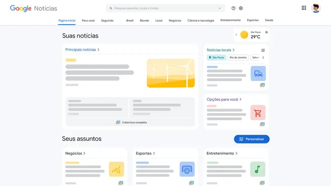 Google Notícias terá visual mais limpo e personalizável no desktop - 2