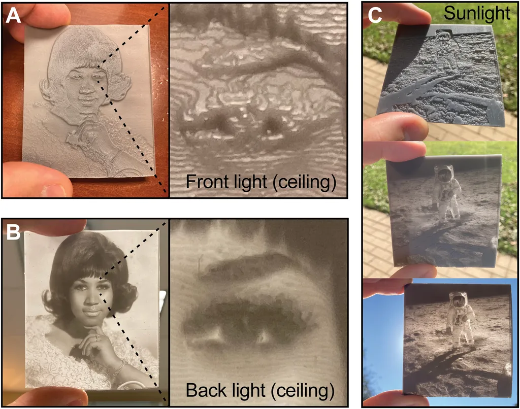 Impressão 3D em litofano é visível aos que enxergam e pode ser sentida por pessoas com deficiências visuais (Imagem: Koone et al./NASA/Science Advances)