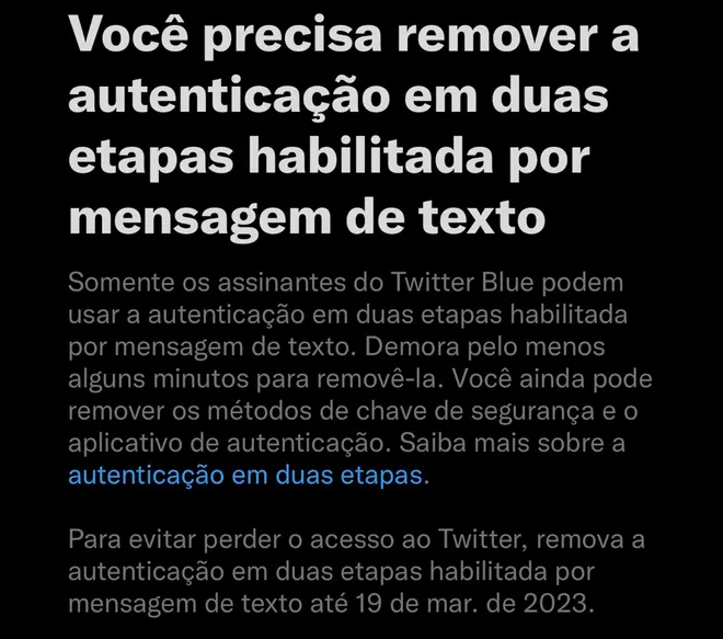 Autenticação em duas etapas por SMS no Twitter será restrita a assinantes - 3