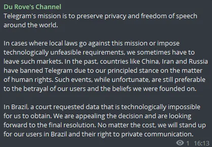 Missão do Telegram é preservar a privacidade, diz CEO sobre bloqueio no Brasil - 2