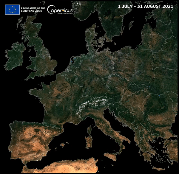 A OMS aponta que pelo menos 15.000 mortes na Europa em 2022 foram decorrentes das ondas de calor (imagem: Reprodução/ESA/Copernicus)