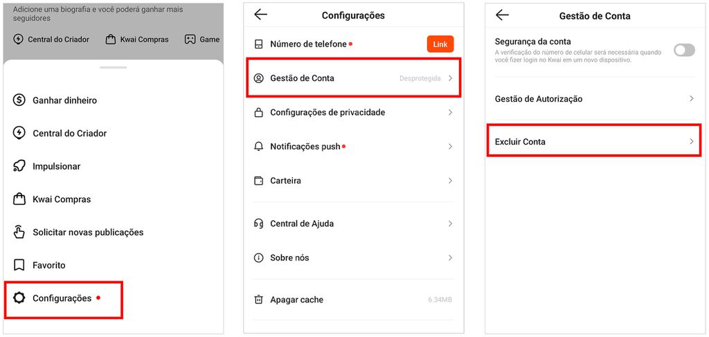 Como excluir uma conta do Kwai | Guia Prático - 2