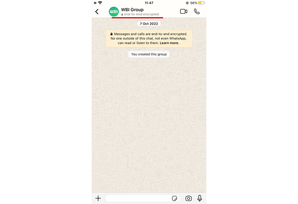 WhatsApp Beta para iOS experimenta novo aviso sobre criptografia dos chats (Imagem: Reprodução/WABetaInfo)