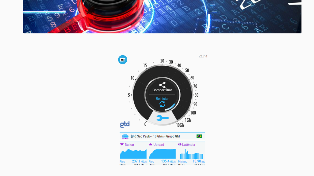 teste de velocidade de internet