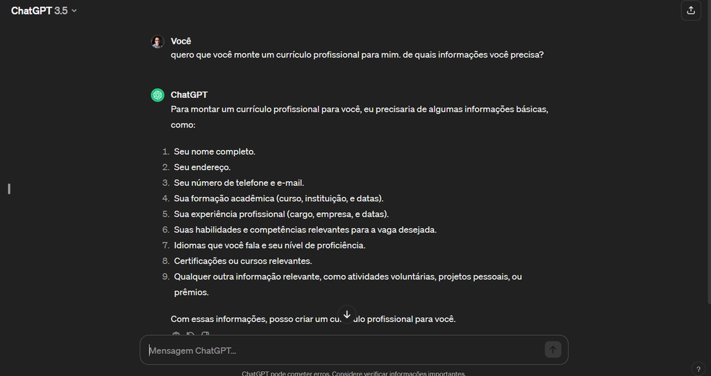 13 prompts do ChatGPT para criar um currículo - 2